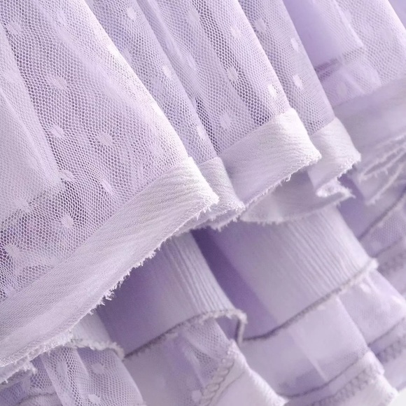 SOLD OUT Lavender Swiss Dot Mesh Halter Mini Dress - Picture 7 of 7